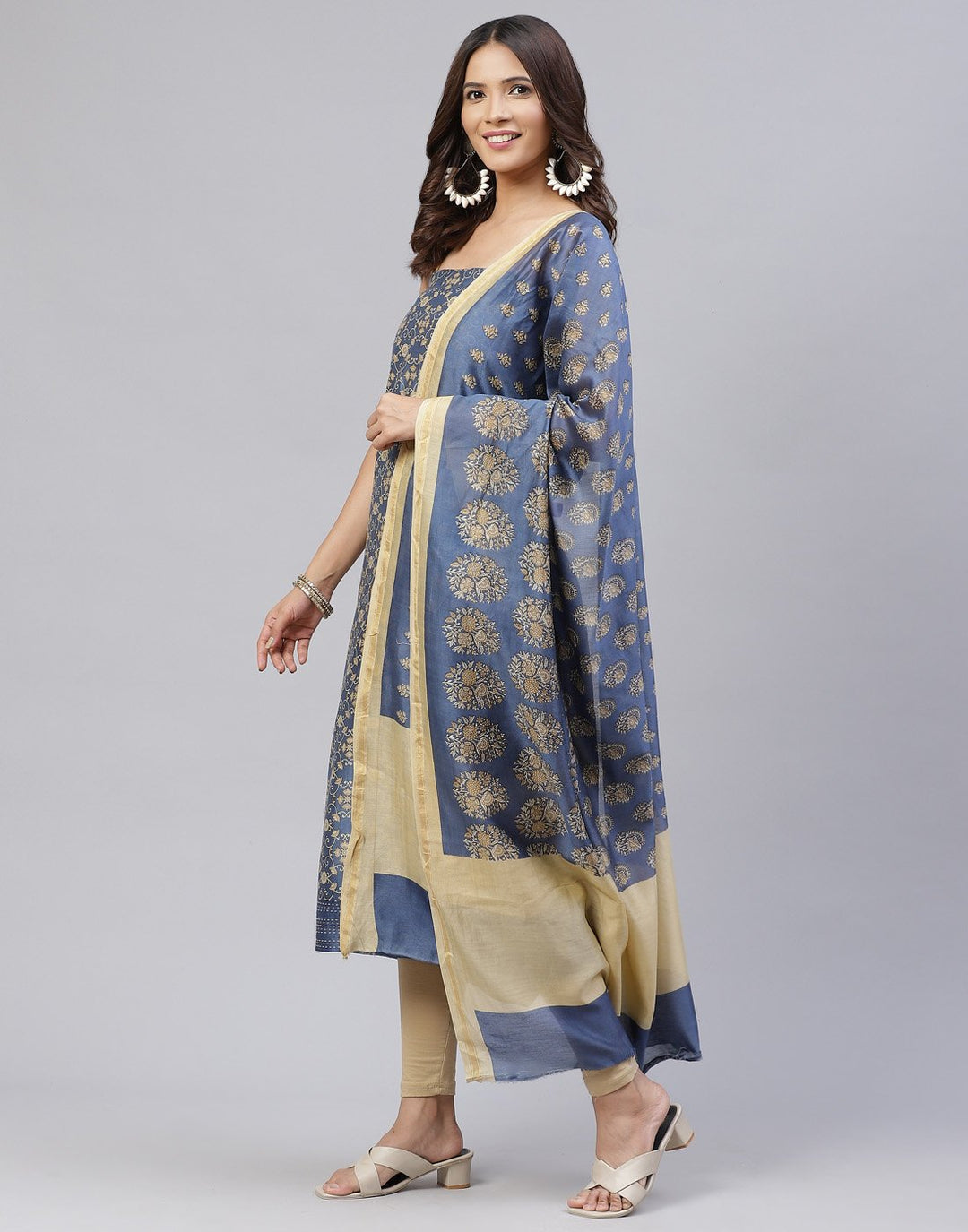 Printed Chanderi Suit Piece