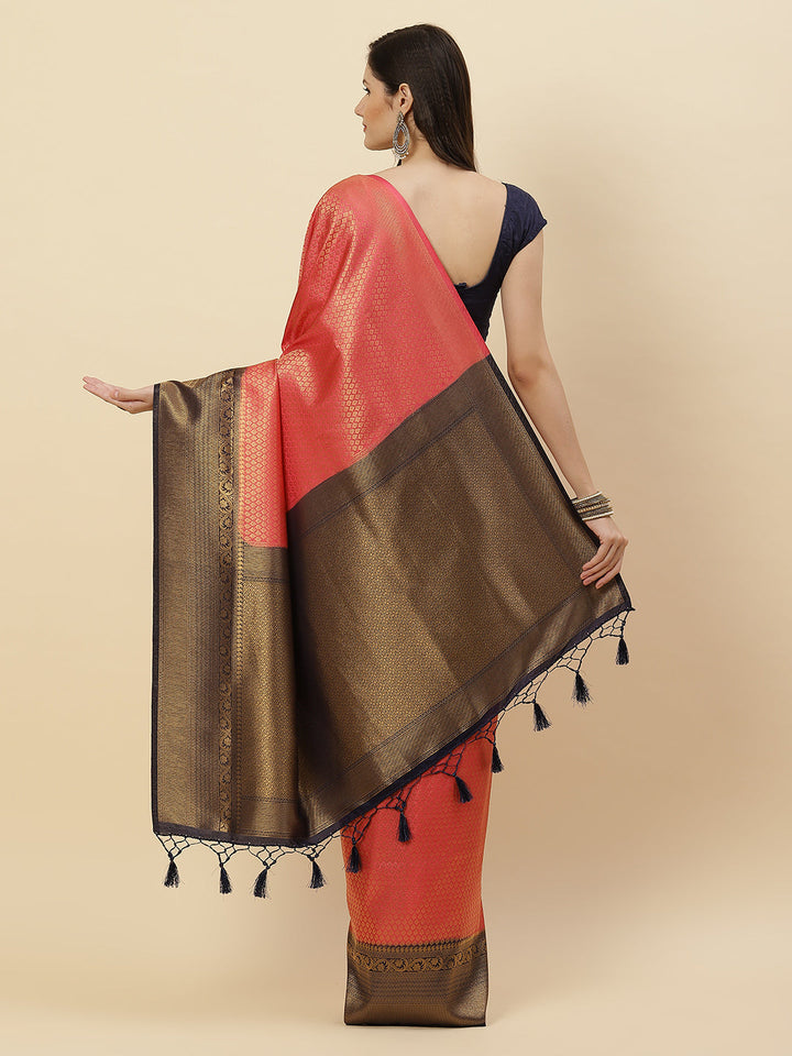 Brocade Zari Booti Art Handloom Woven Saree