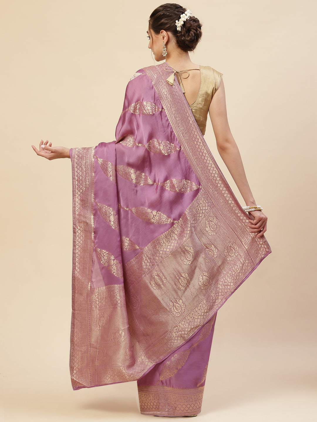 Zari Jaal Satin Woven Saree
