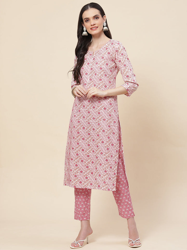 Printed Cotton Kurta With Pants