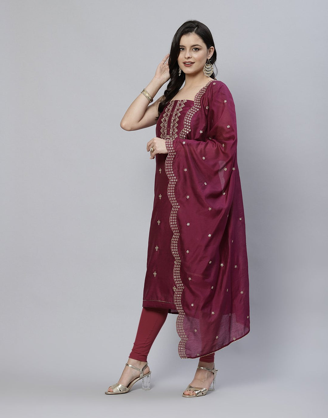 Embroidered Chanderi Suit Piece