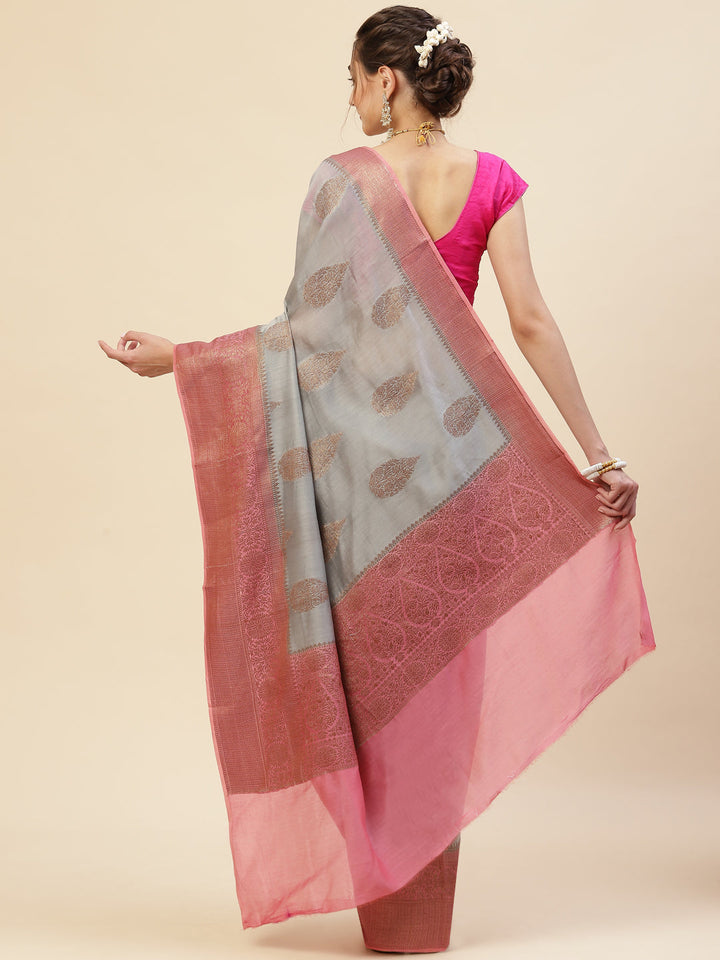 Zari Border Booti Cotton Woven Saree
