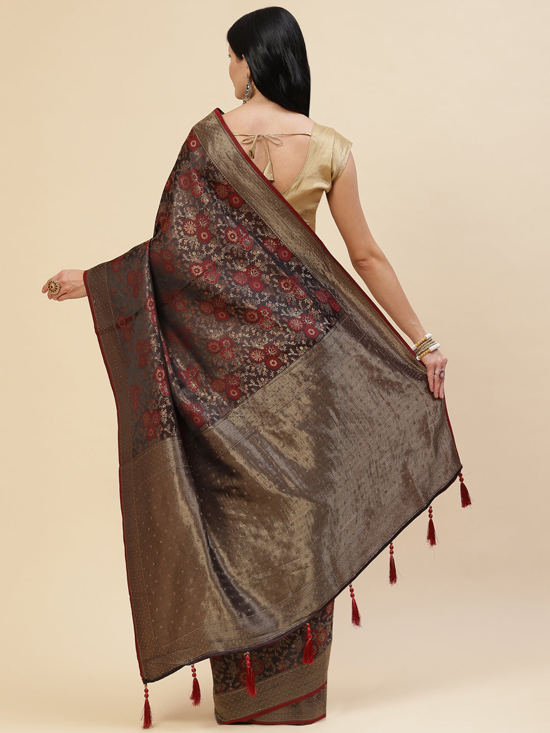 Floral Stone Work Banarasi Saree