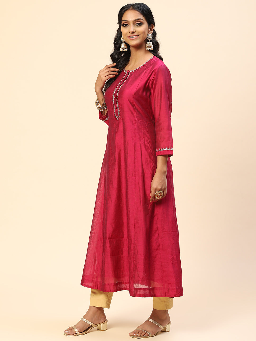 Plain Chanderi Kurta
