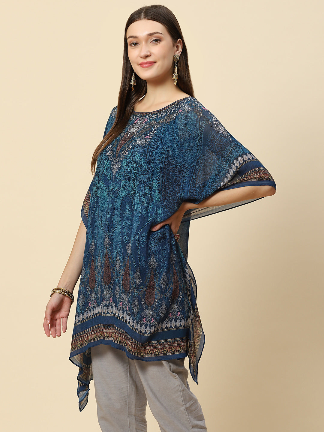 Digital Printed Georgette Kaftan Kurta