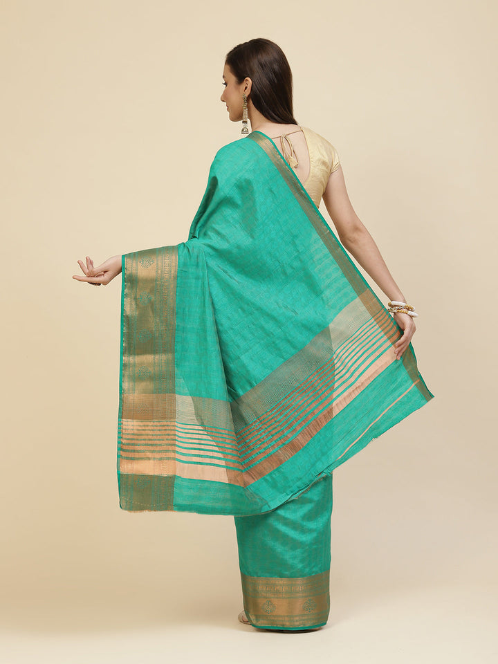 Zari Border Booti Tussar Woven Saree