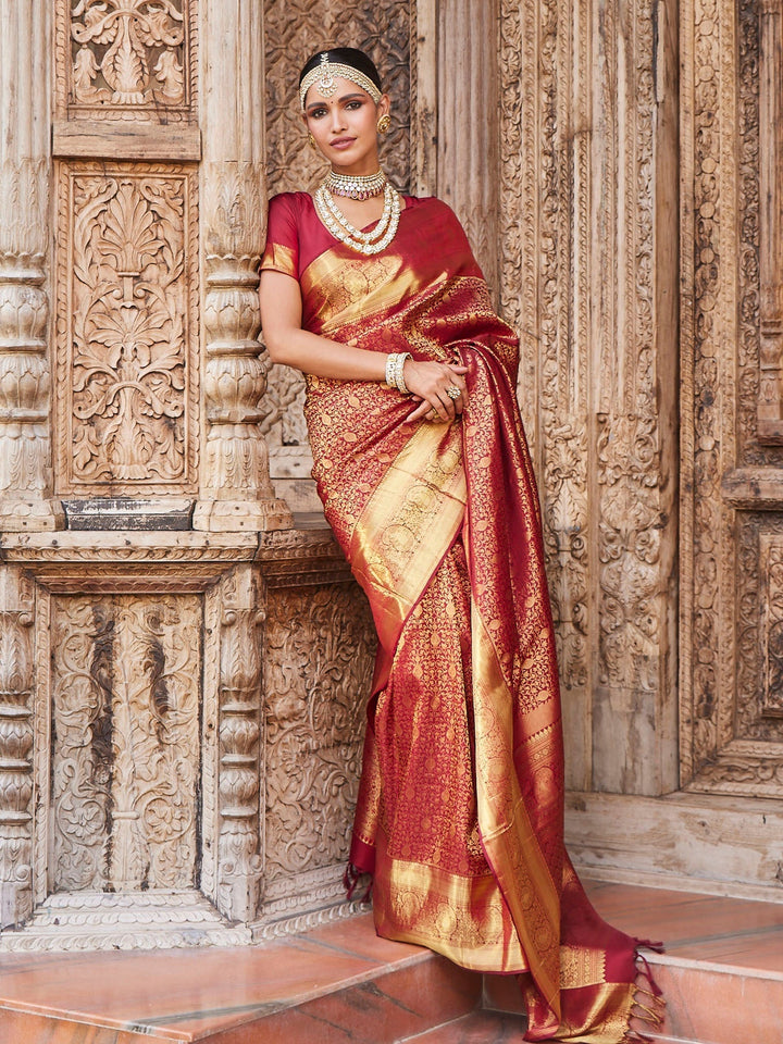 Brocade Zari Jaal Handloom Woven Saree