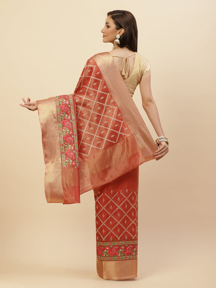 Resham Jaal Cotton Embroidered Saree