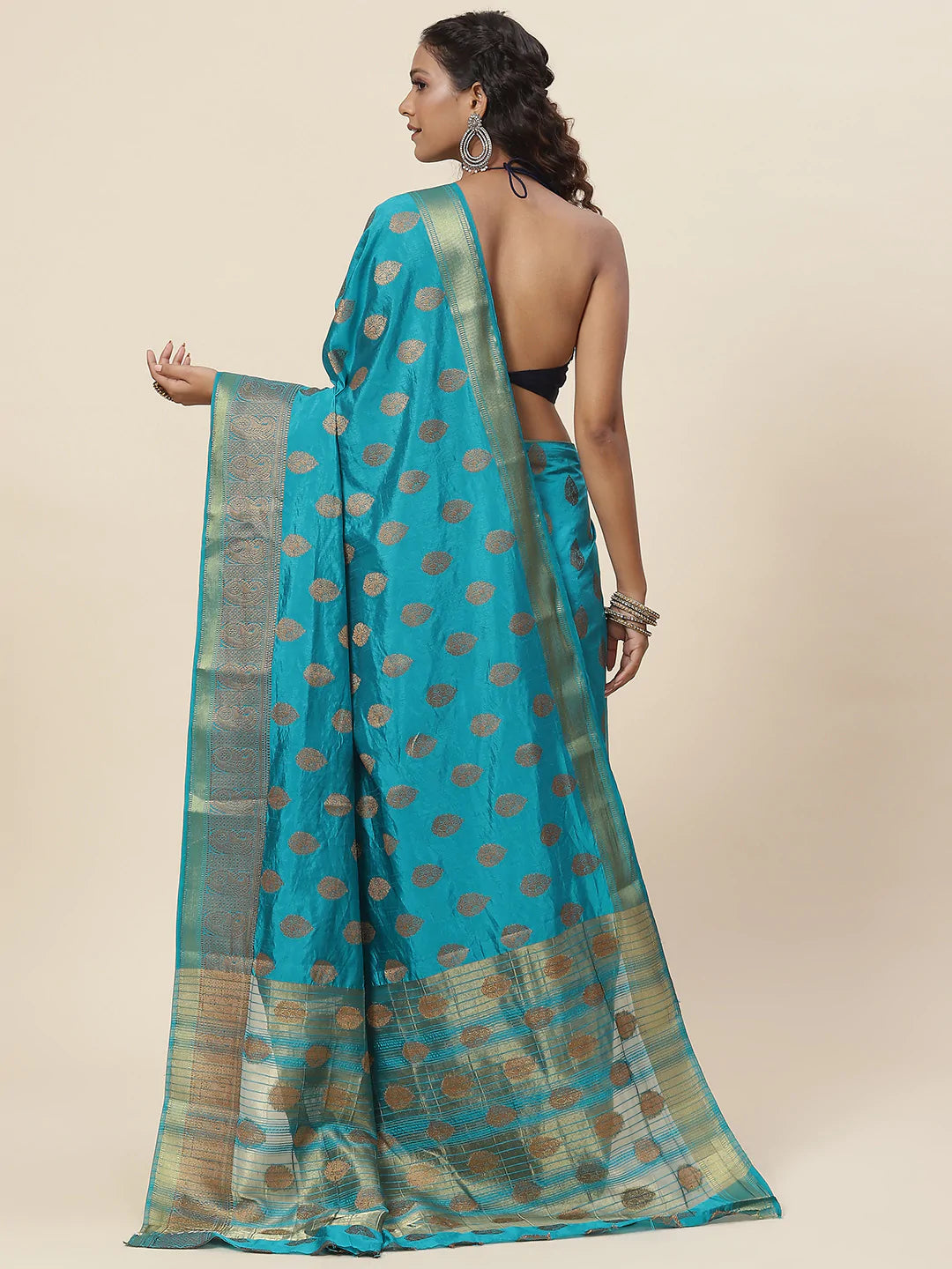 Zari Border Booti Handloom Woven Saree