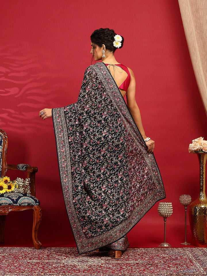 Embroidered Georgette Saree