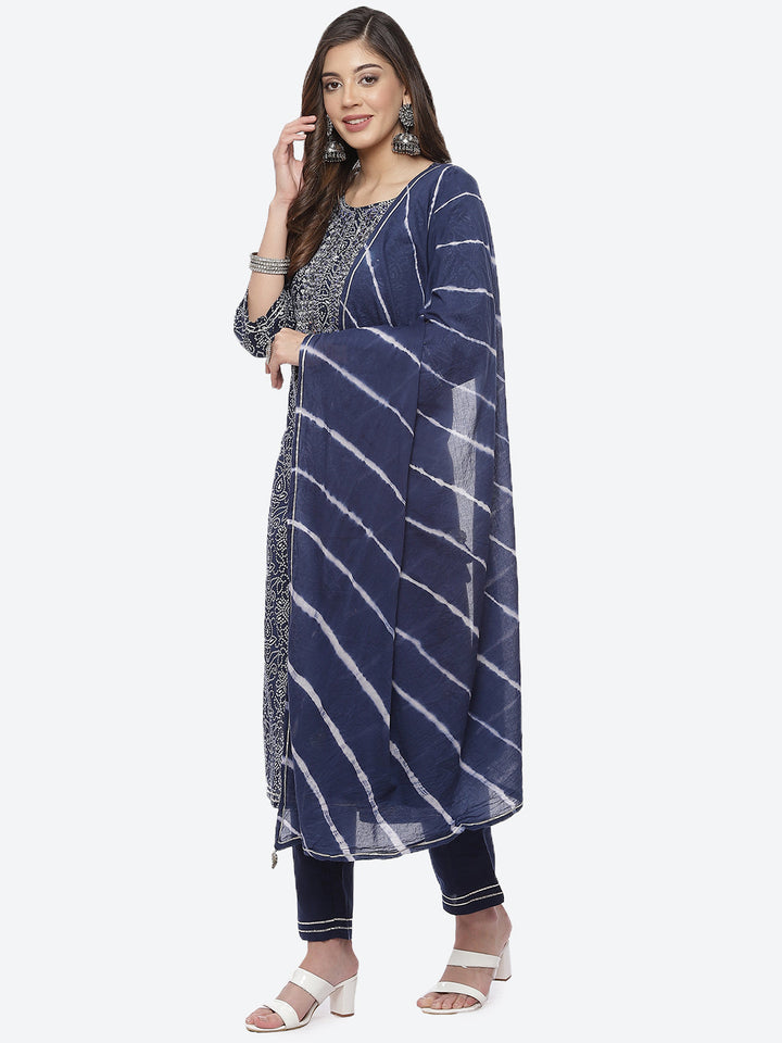 Resham Booti Cotton Stitched Salwar Kameez With Chiffon Dupatta