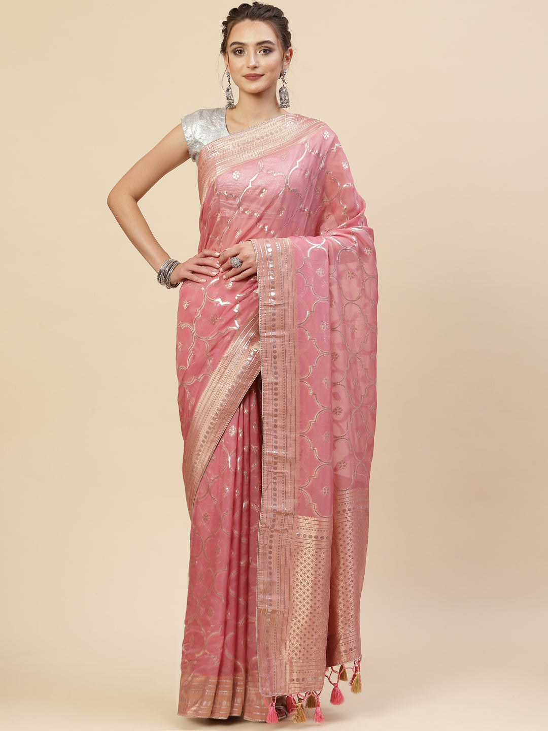 Gota Work Organza Woven Saree