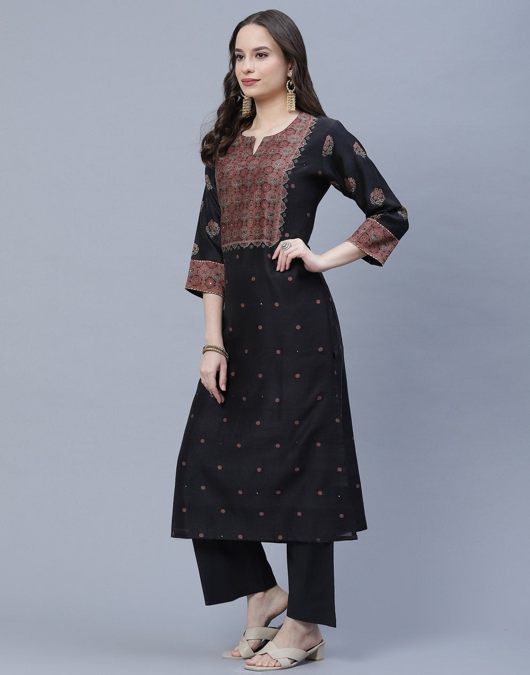Chanderi Printed Kurti Pant Set