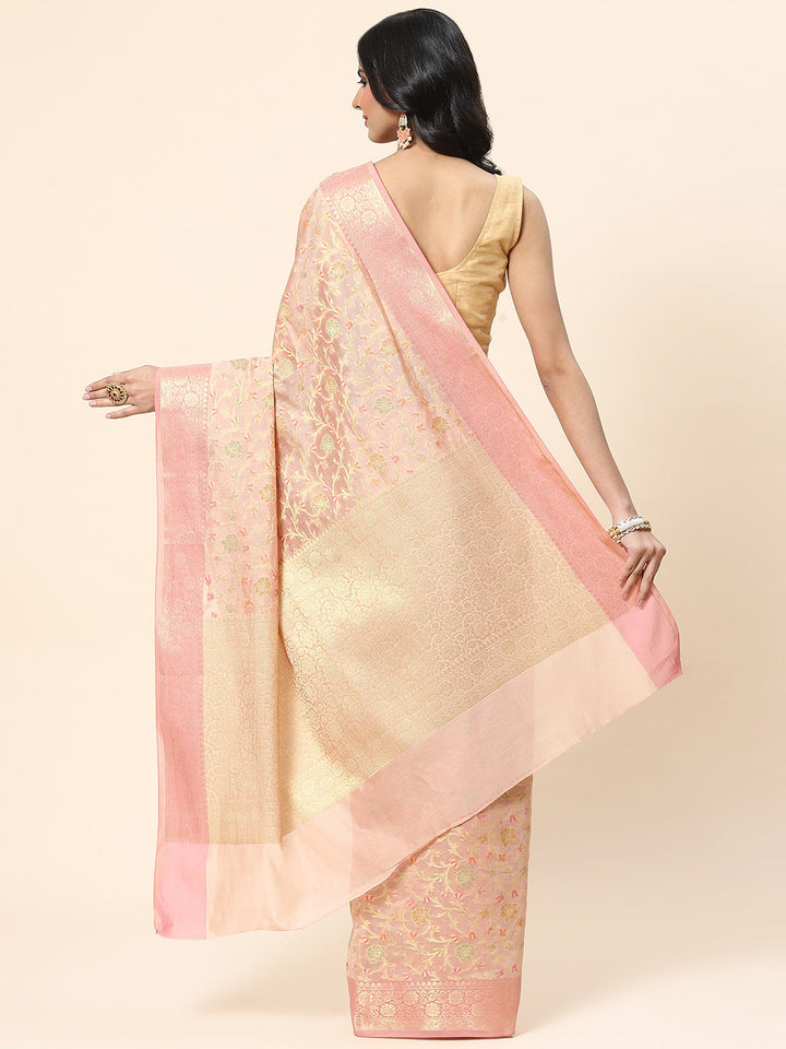 Floral Zari Jaal Cotton Woven Saree