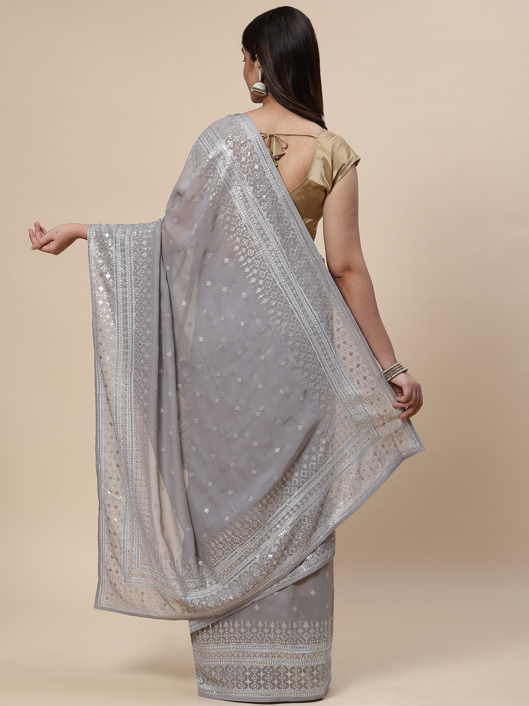 Sequin Embroidered Georgette Saree