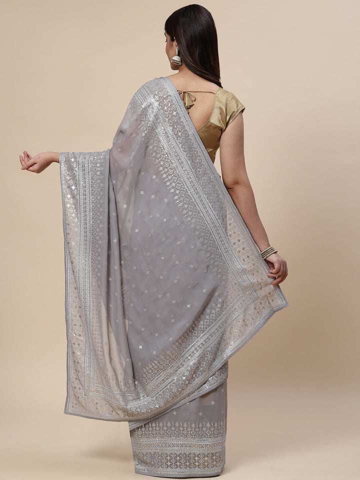 Sequin Embroidered Georgette Saree