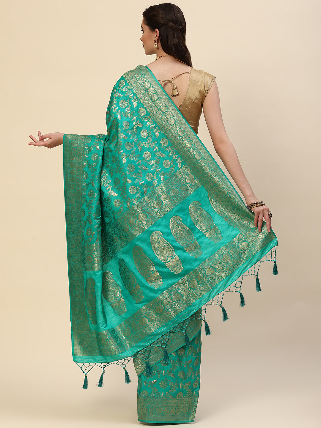 Floral Zari Jaal Handloom Woven Saree