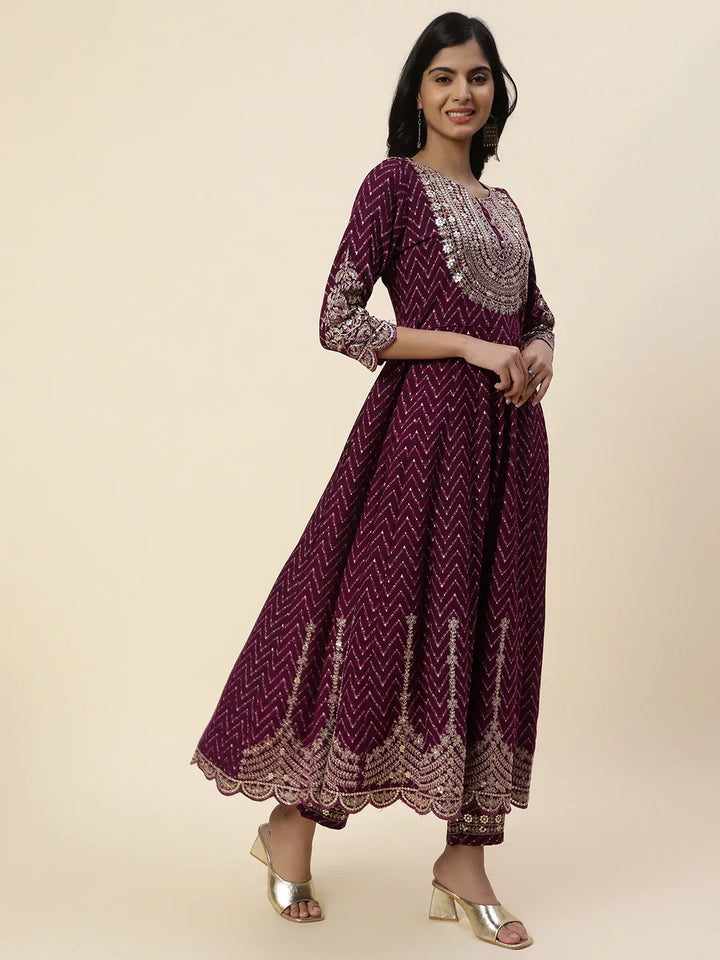 Neck Embroidered Cotton Kurta With Pants &amp; Dupatta