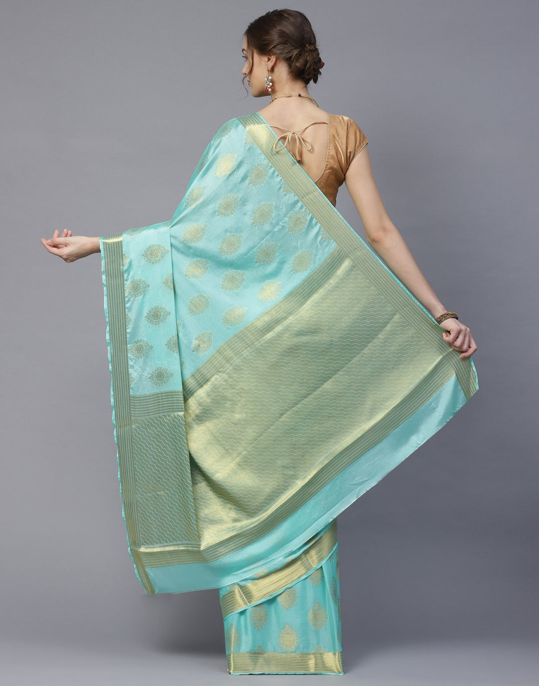 Art Crepe Saree with Zari Booti Border
