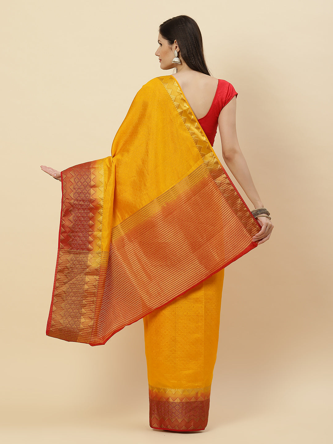 Plain Zari Border Handloom Woven Saree