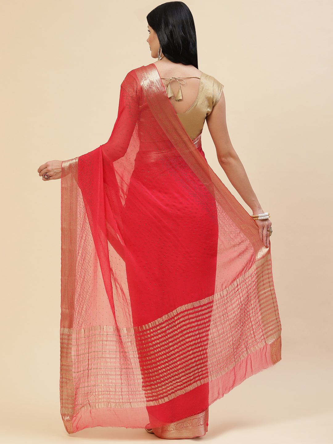 Stone Work Georgette Plain Saree
