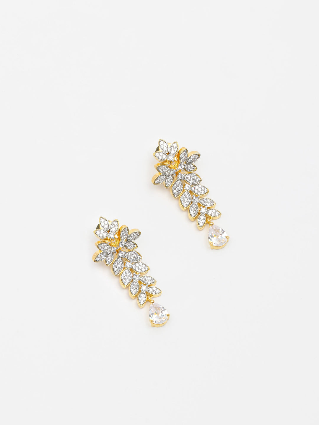 Gold &amp; White Drop Earrings