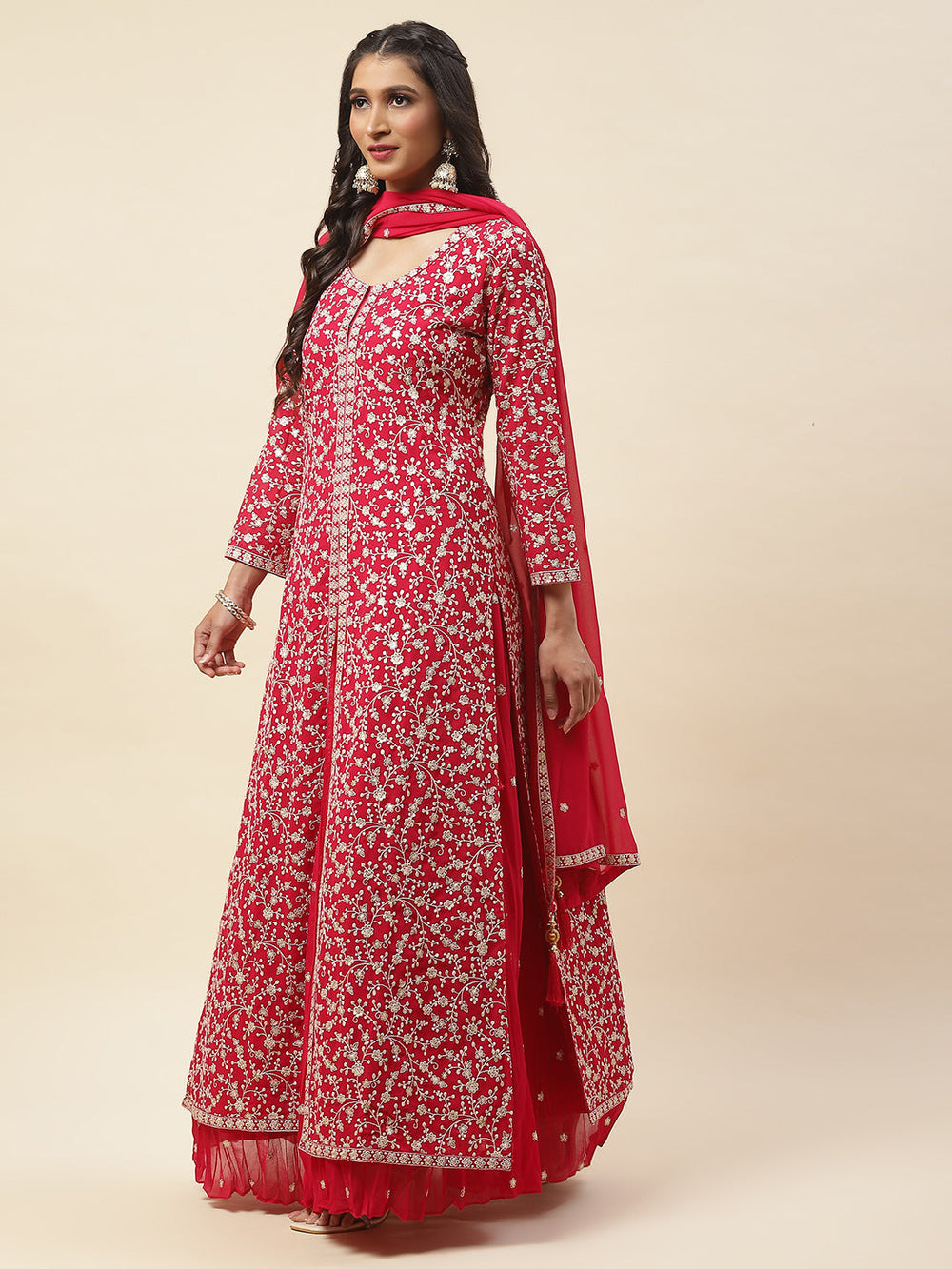 Georgette Kurta With Skirt & Dupatta