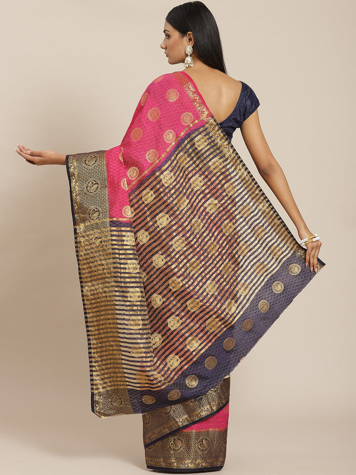 Zari Border Booti Art Handloom Woven Saree