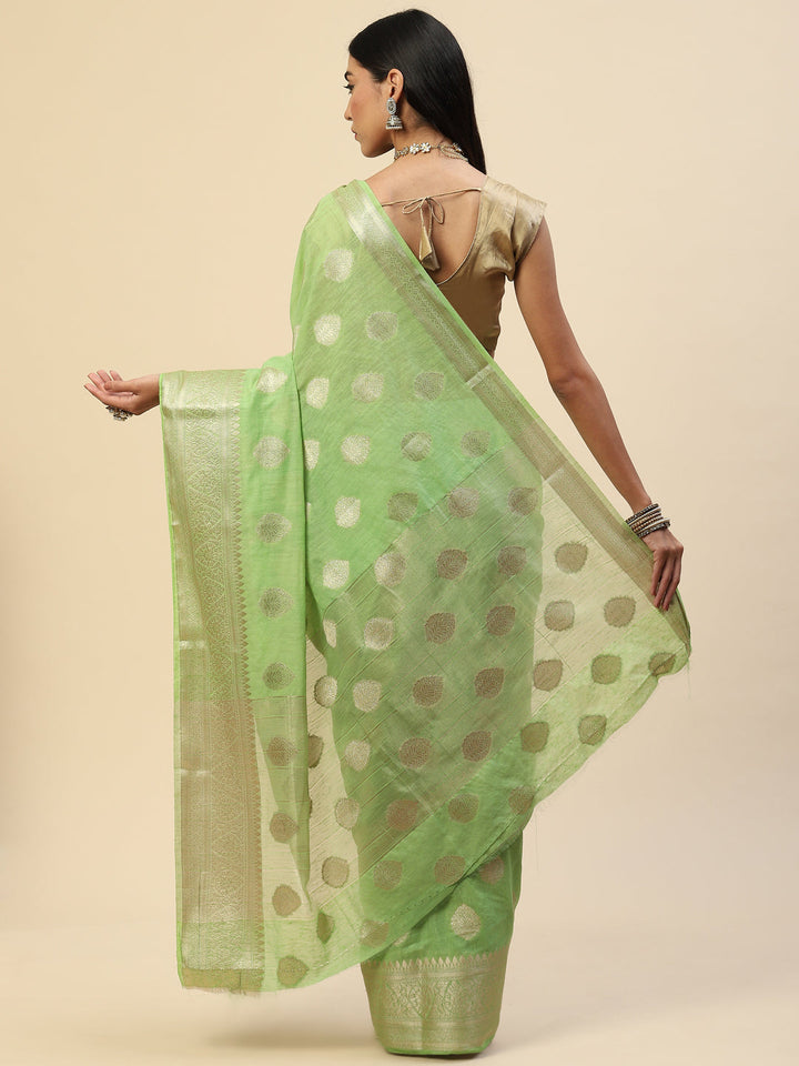 Zari Border Booti Handloom Woven Saree