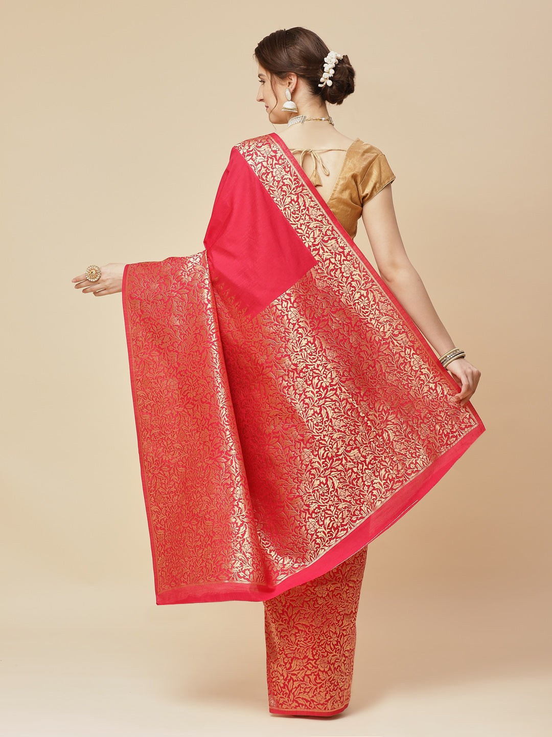 Brocade Zari Jaal Art Handloom Woven Saree