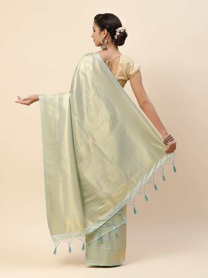 Plain Zari Border Art Handloom Woven Saree