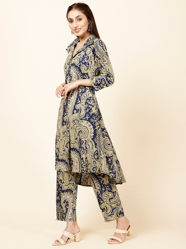 Paisley Printed Cotton Kurta With Pants