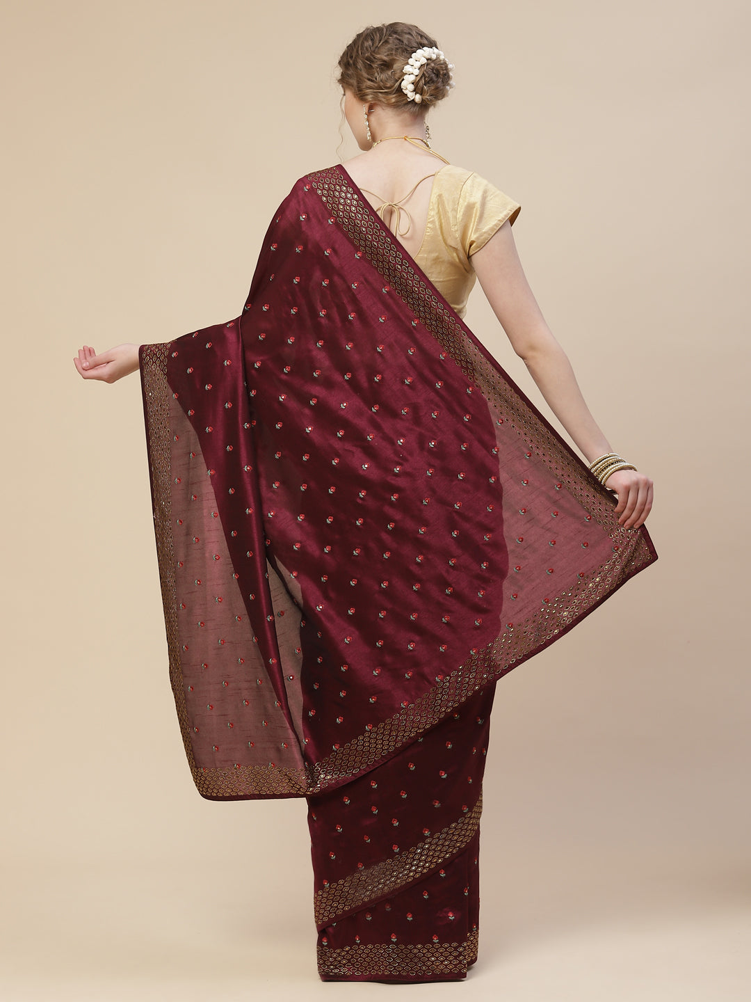 Resham Booti Tussar Embroidered Saree