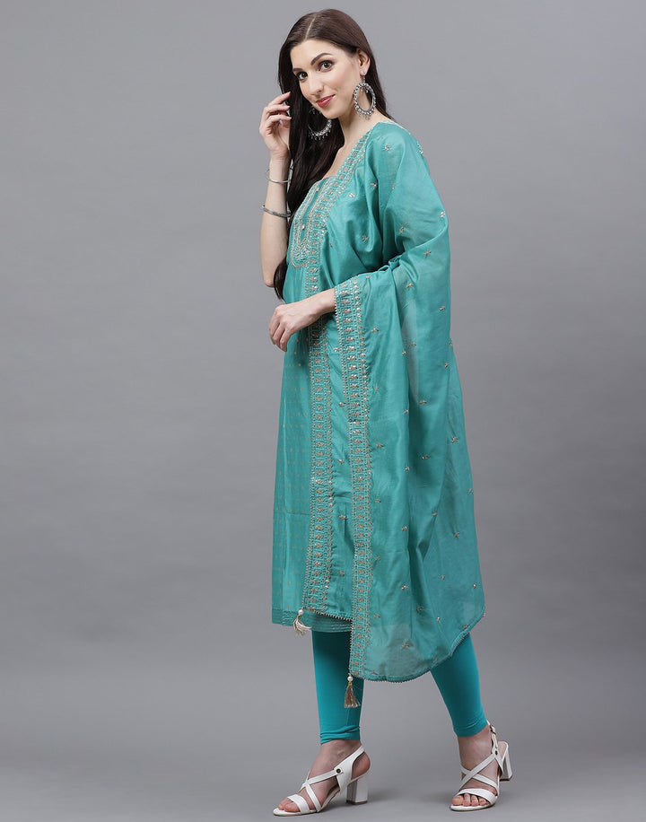 Chanderi Embroidered Suit Piece
