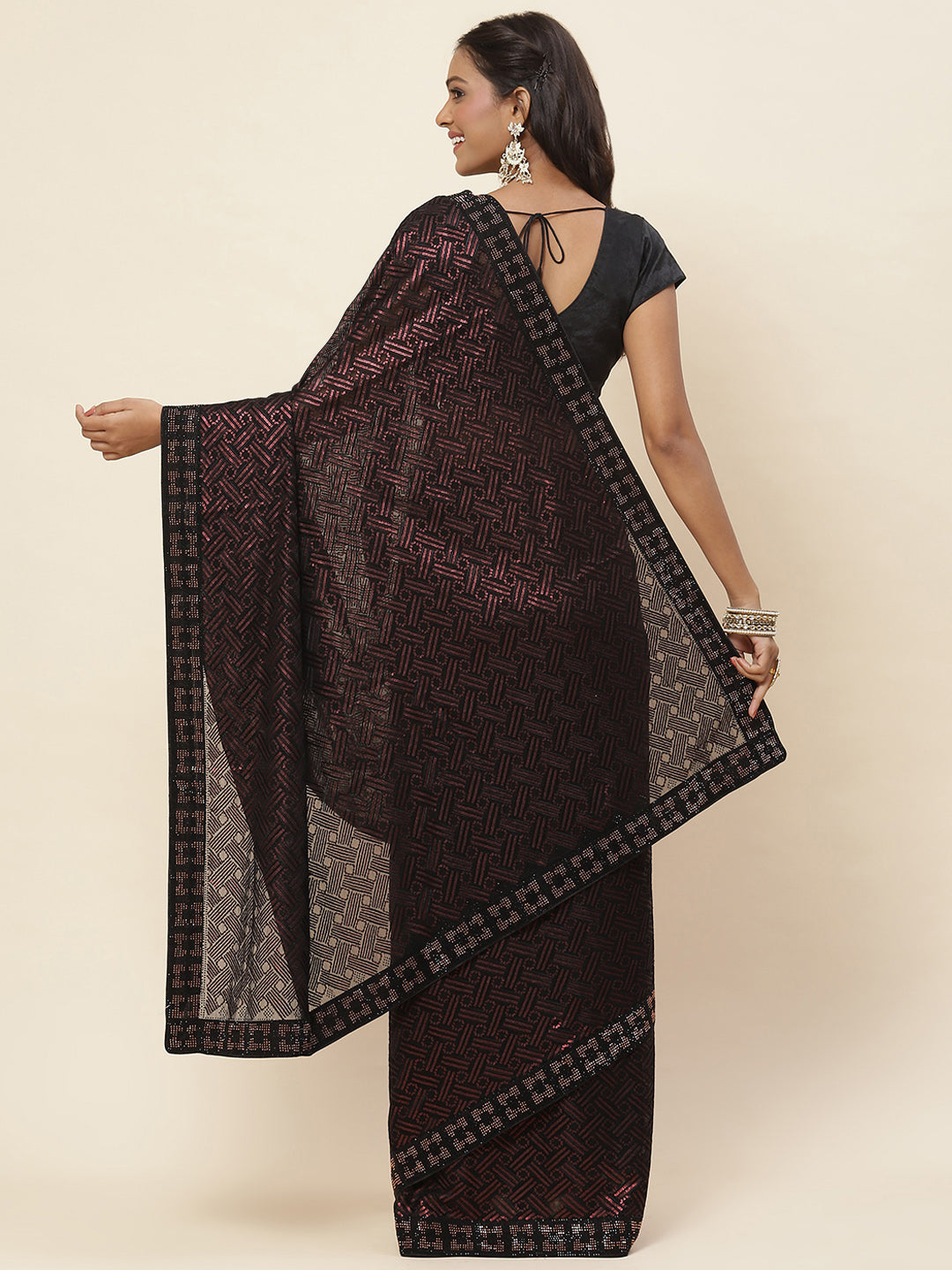 Resham Embroidered Chiffon Saree