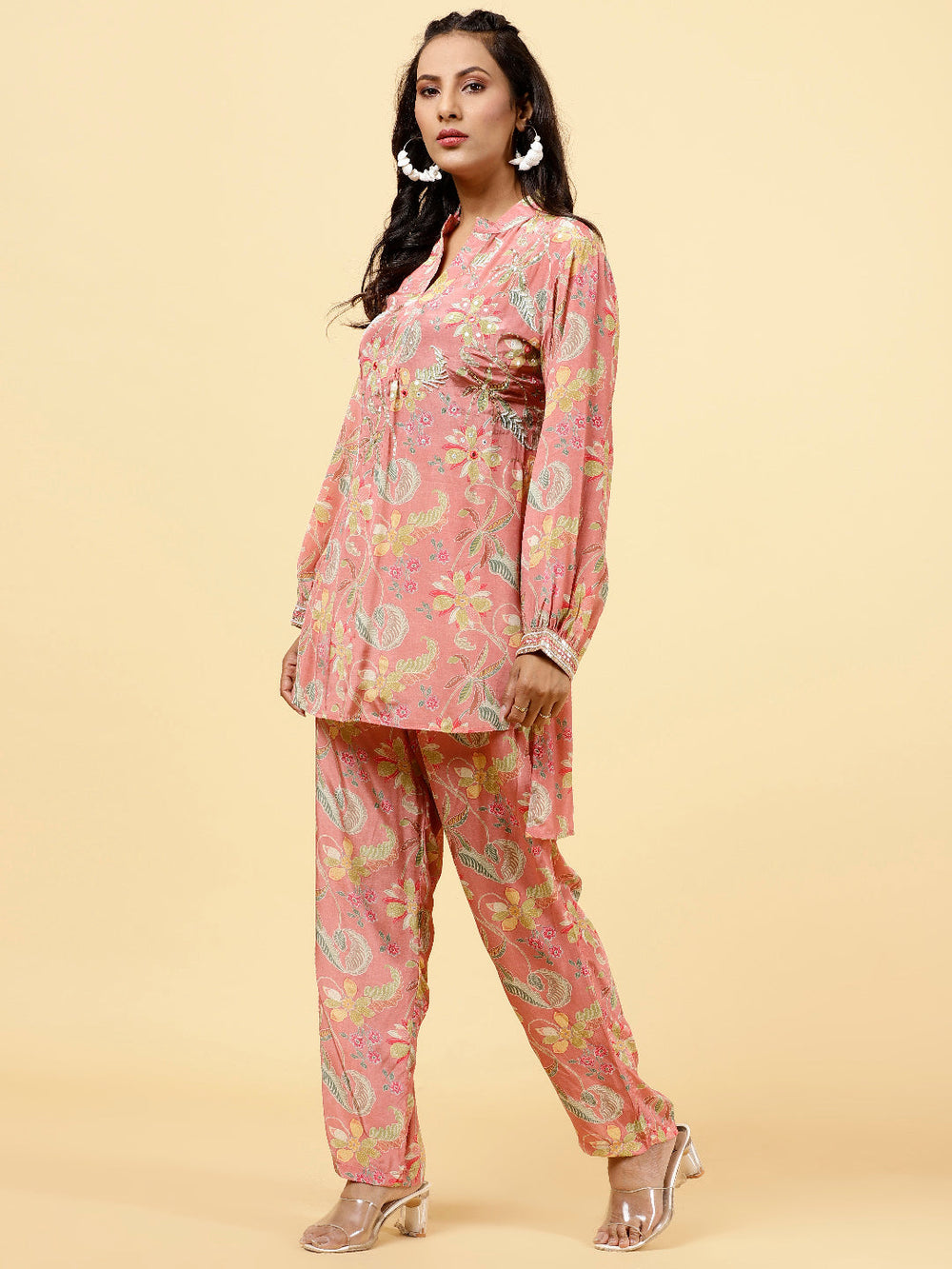 Printed Crepe Kurta With Pants