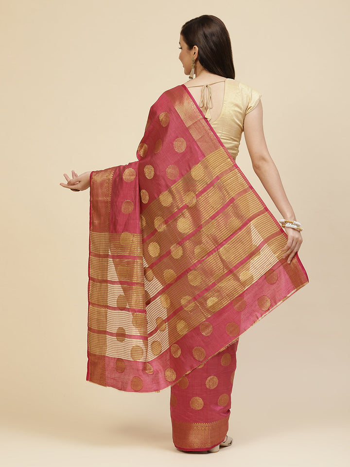Zari Border Booti Handloom Woven Saree