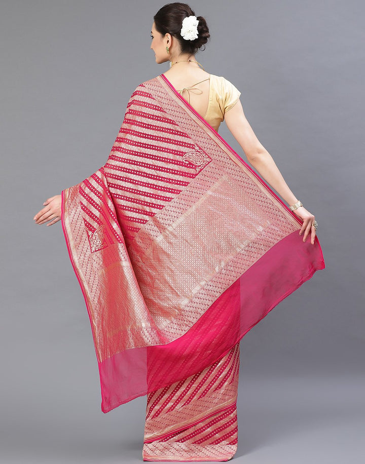 MBZ Meena Bazaar-Rani Georgette Banarasi Khaddi Saree