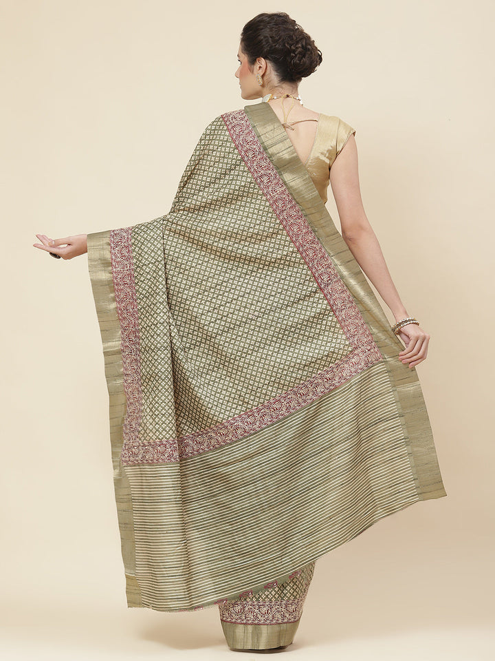Printed Tussar Saree