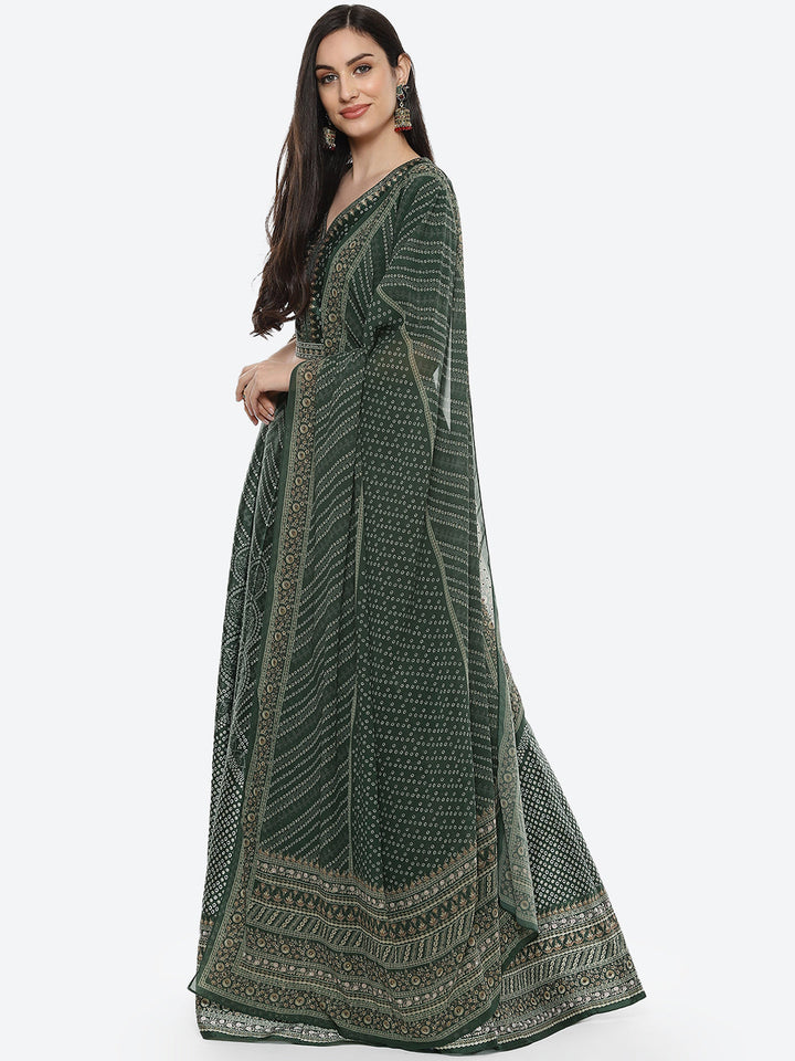 Printed Choli With Lehenga &amp; Net Dupatta