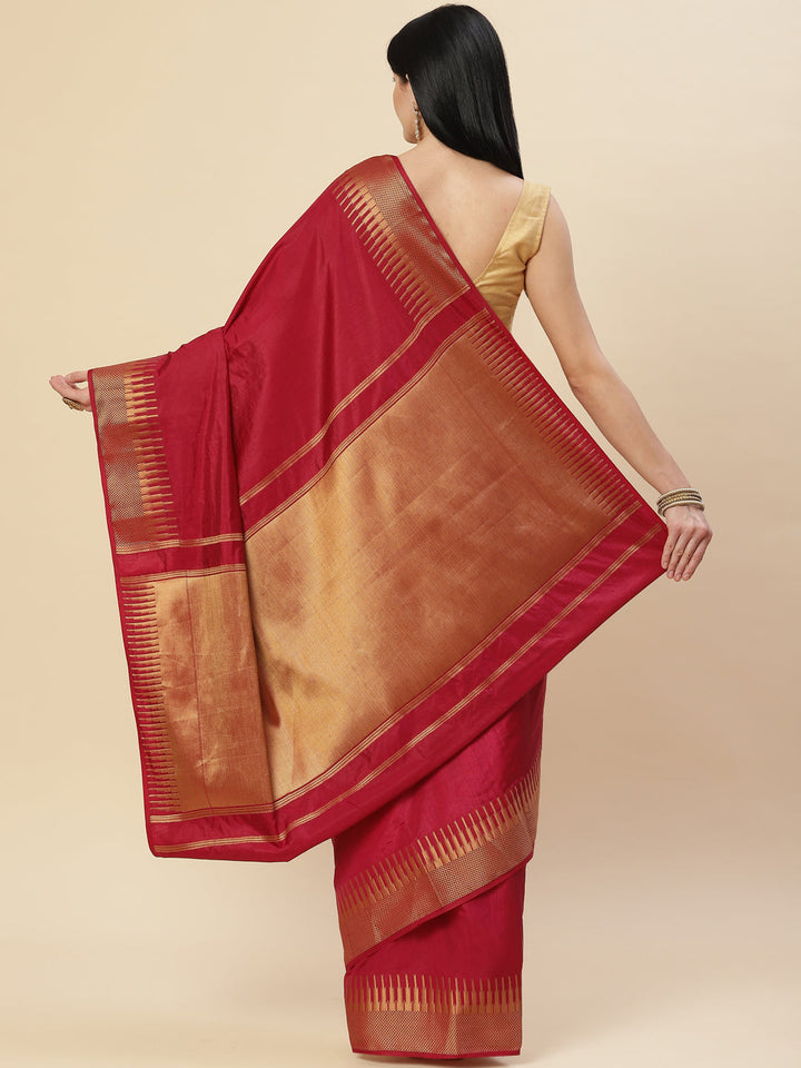 Plain Zari Border Handloom Woven Saree
