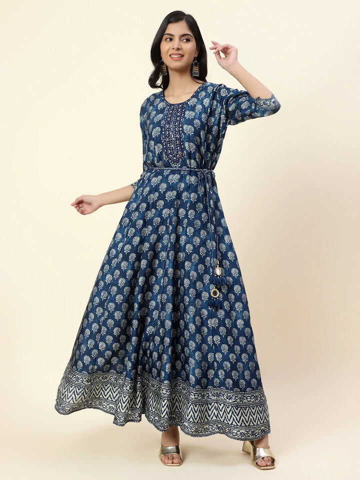 Floral Printed Handloom Anarkali Kirta