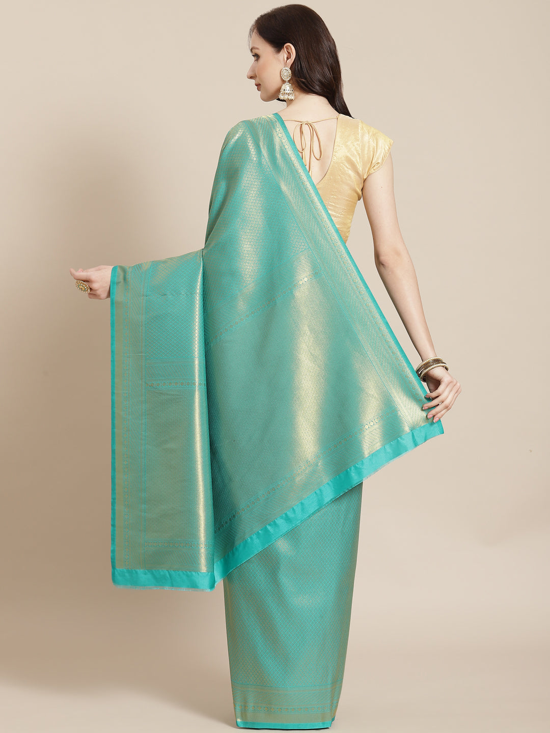 Brocade Zari Booti Art Handloom Woven Saree