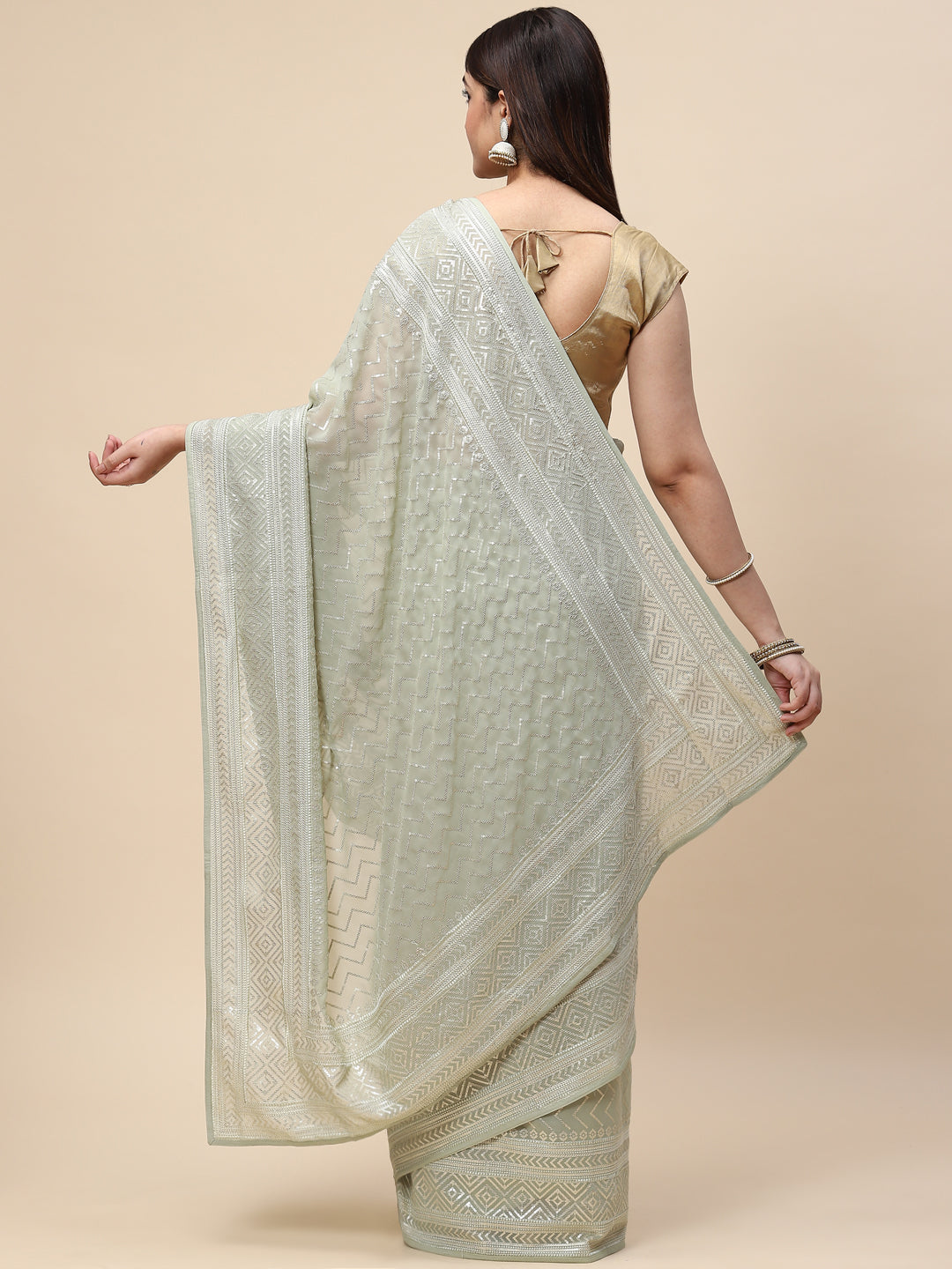 Sequin Embroidered Georgette Saree