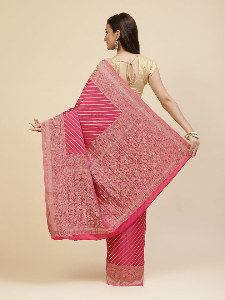 Stripes Zari Jaal Crepe Woven Saree