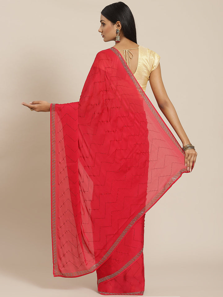 Stone Jaal Satin Embroidered Saree