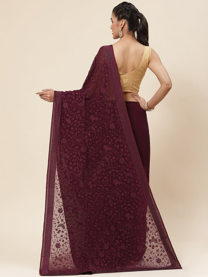 Floral Embroidered Georgette Saree