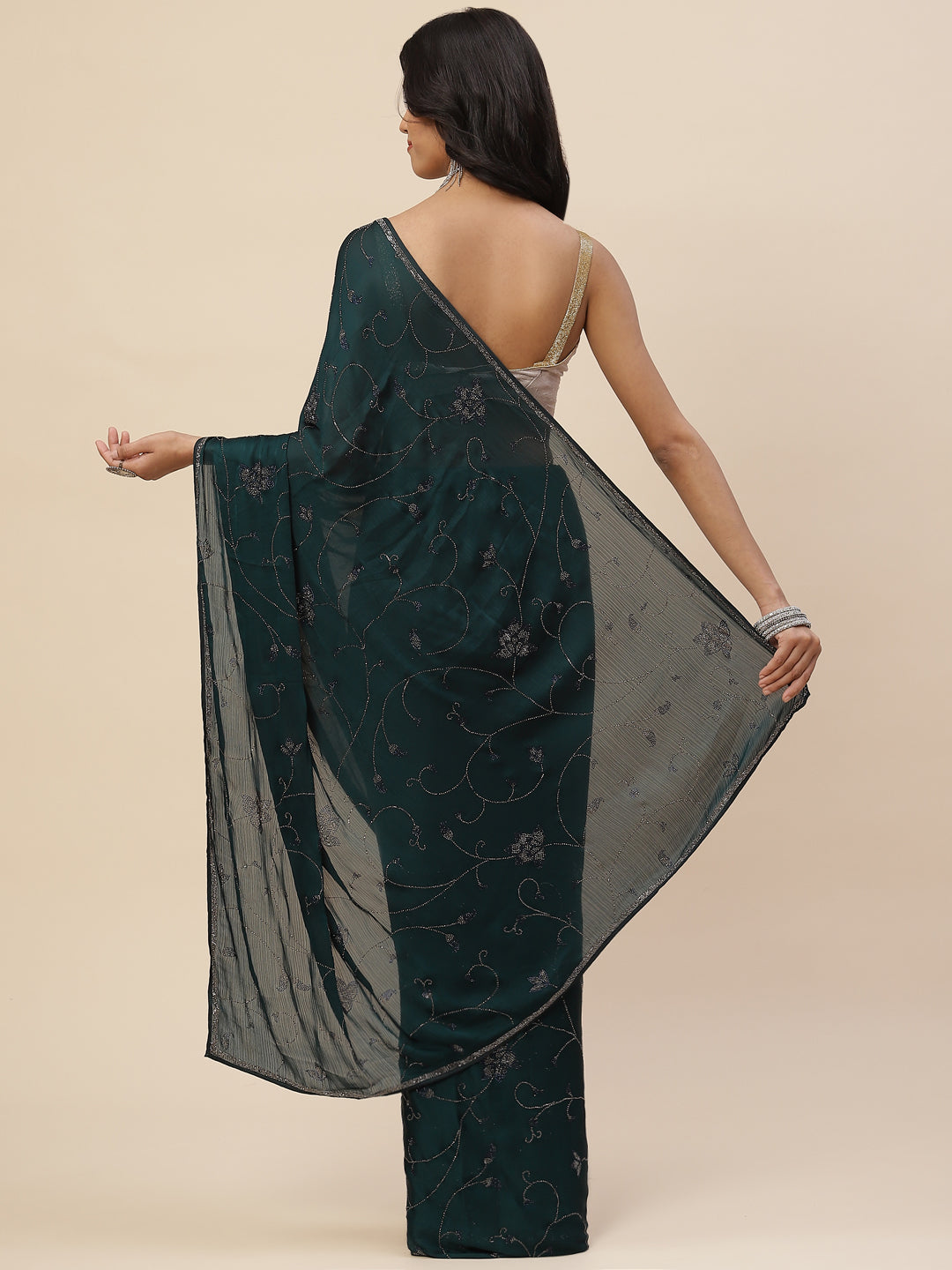 Stone Jaal Embroidered Georgette Saree
