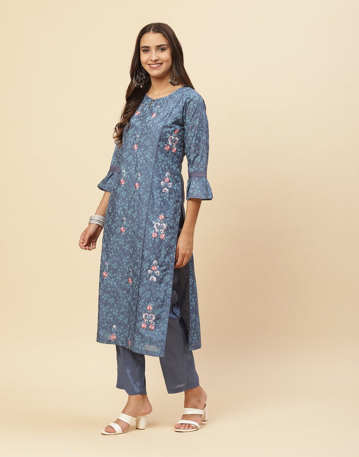 Embroidered Chanderi Kurti With Pant