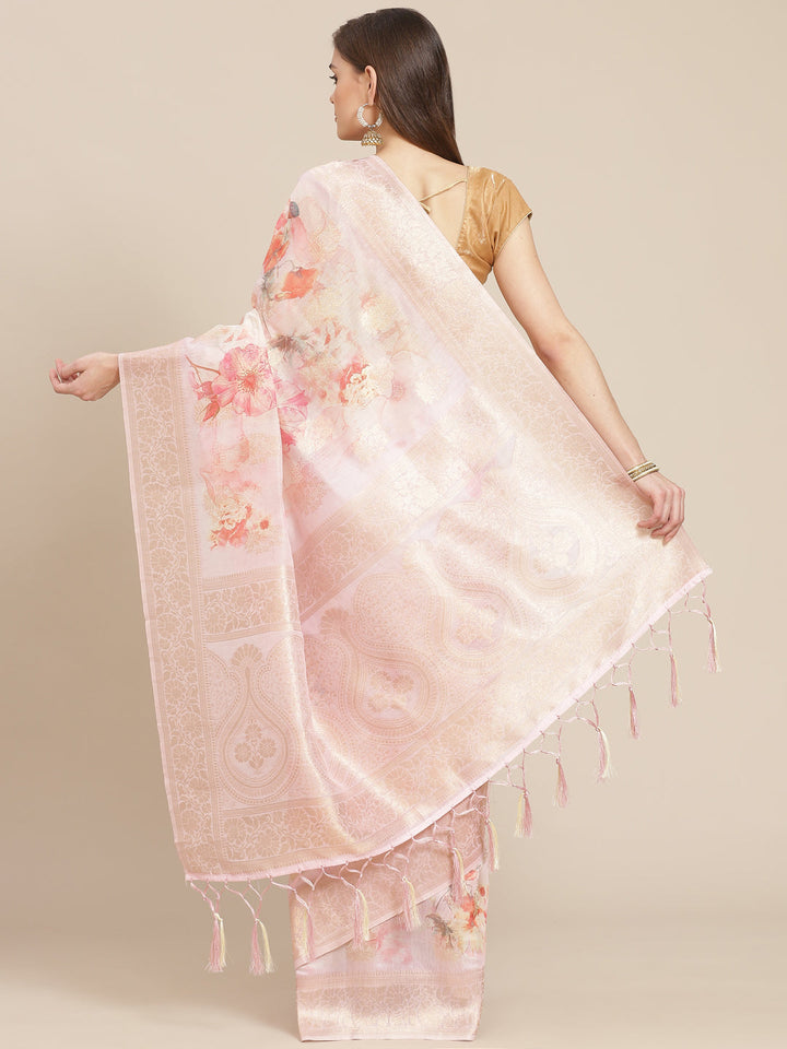 Digital Floral Banarasi Pallu Saree Printed